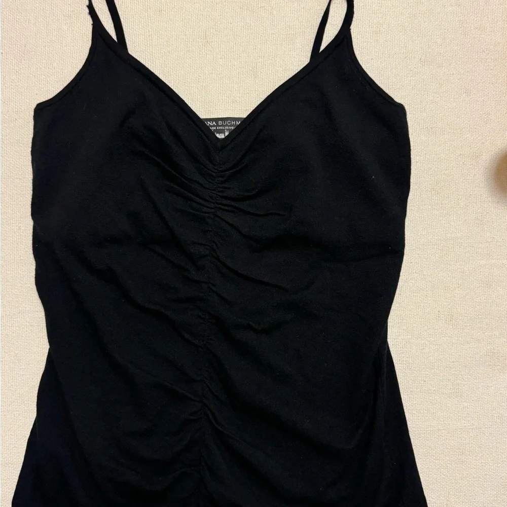 Dana Buchman Black ruched dressy shell - tank, top camisole - layering. - Picture 3 of 3